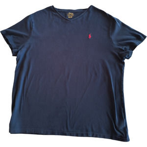 Polo Ralph Lauren V Neck Tee Men's Size XL Navy Blue Short Sleeve Logo T-Shirt